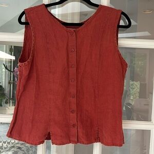 Flax  Sleeveless Button Down Shirt - Sz S